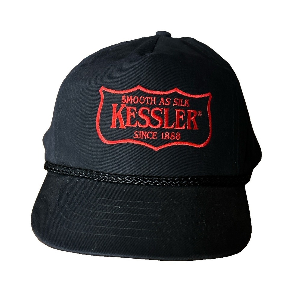 Vintage Kessler Smooth As Silk Whiskey Trucker Rope Hat Snapback Cap Black Rare